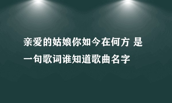 亲爱的姑娘你如今在何方 是一句歌词谁知道歌曲名字