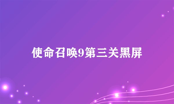 使命召唤9第三关黑屏