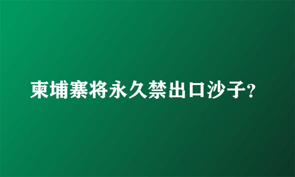 柬埔寨将永久禁出口沙子？