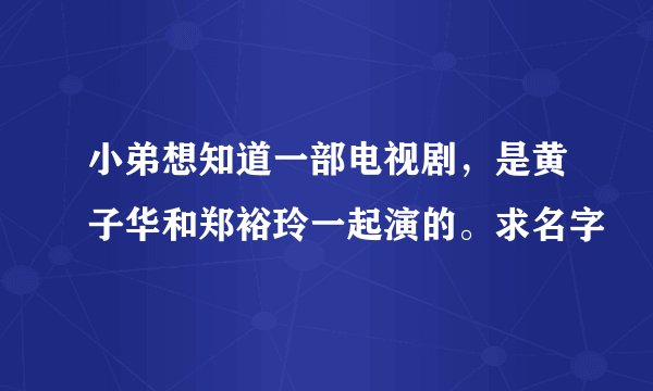 小弟想知道一部电视剧，是黄子华和郑裕玲一起演的。求名字