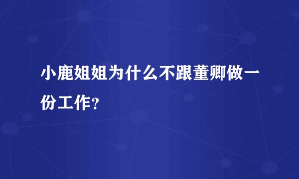 小鹿姐姐为什么不跟董卿做一份工作？