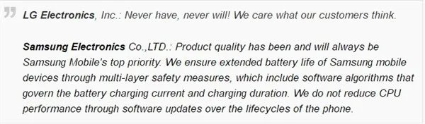 苹果降频门全球瞩目 LG三星：从没干过