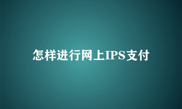 怎样进行网上IPS支付