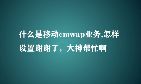 什么是移动cmwap业务,怎样设置谢谢了，大神帮忙啊