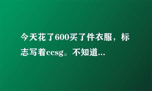 今天花了600买了件衣服，标志写着ccsg。不知道是什么牌子的衣服》？有人知道吗？