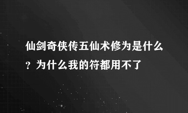 仙剑奇侠传五仙术修为是什么？为什么我的符都用不了