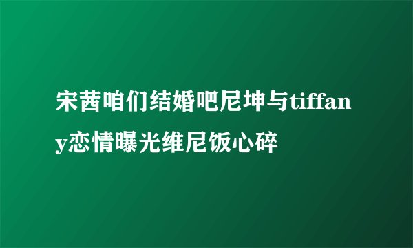 宋茜咱们结婚吧尼坤与tiffany恋情曝光维尼饭心碎