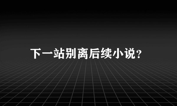 下一站别离后续小说？