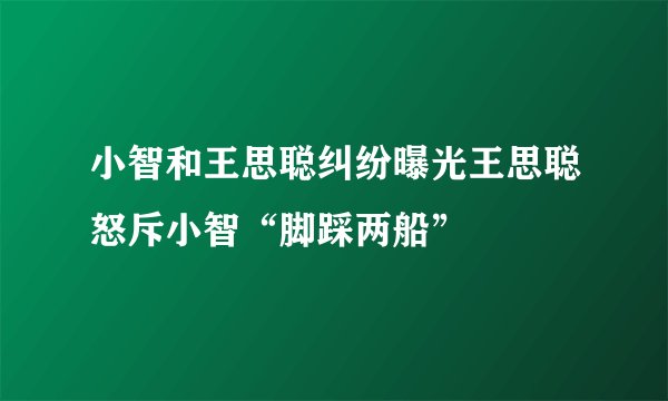 小智和王思聪纠纷曝光王思聪怒斥小智“脚踩两船”