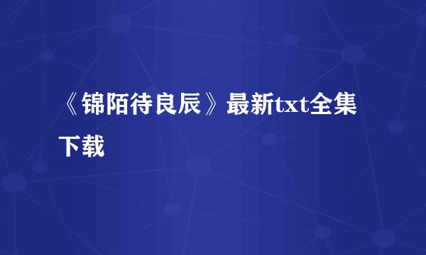 《锦陌待良辰》最新txt全集下载
