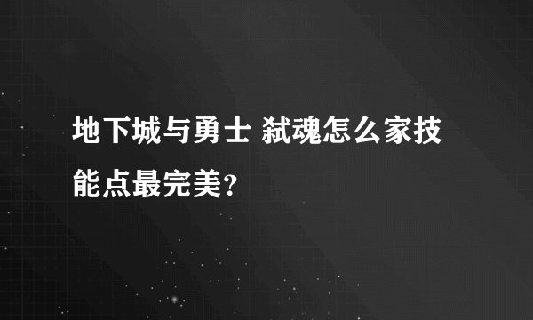 地下城与勇士 弑魂怎么家技能点最完美？