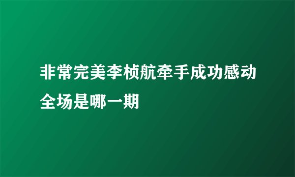 非常完美李桢航牵手成功感动全场是哪一期