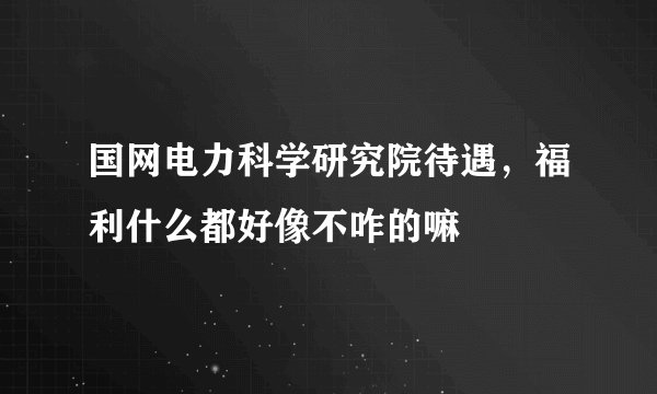 国网电力科学研究院待遇，福利什么都好像不咋的嘛