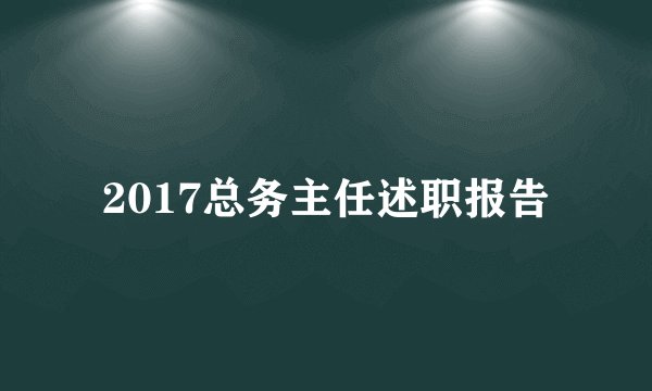 2017总务主任述职报告
