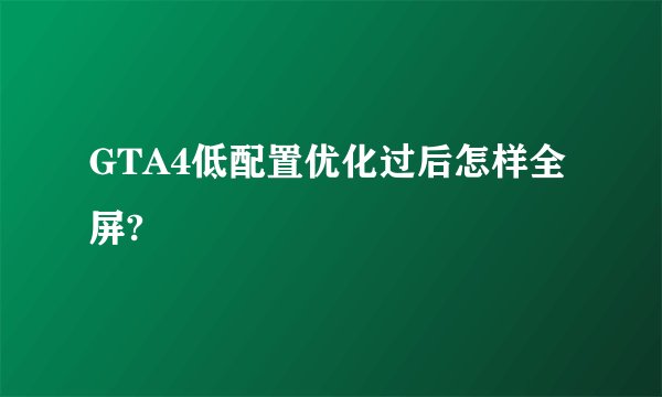 GTA4低配置优化过后怎样全屏?