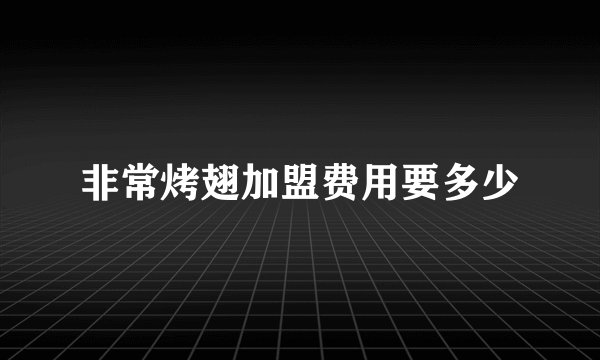 非常烤翅加盟费用要多少