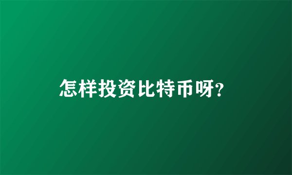 怎样投资比特币呀？