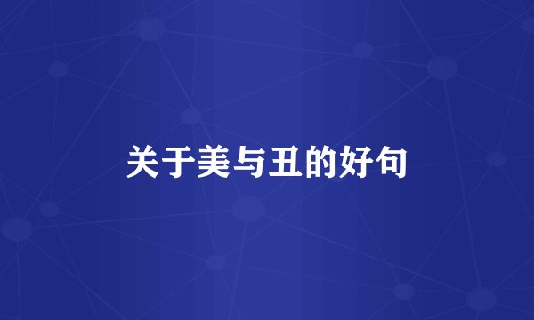 关于美与丑的好句