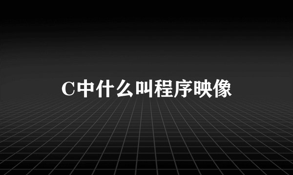 C中什么叫程序映像