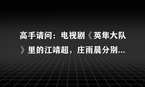 高手请问：电视剧《英隼大队》里的江靖超，庄雨晨分别是谁演的啊？谢谢了！