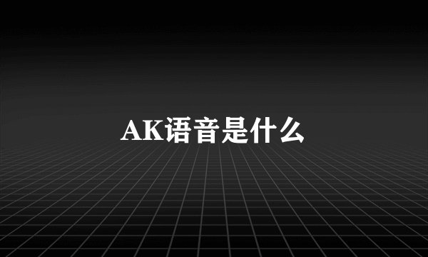 AK语音是什么