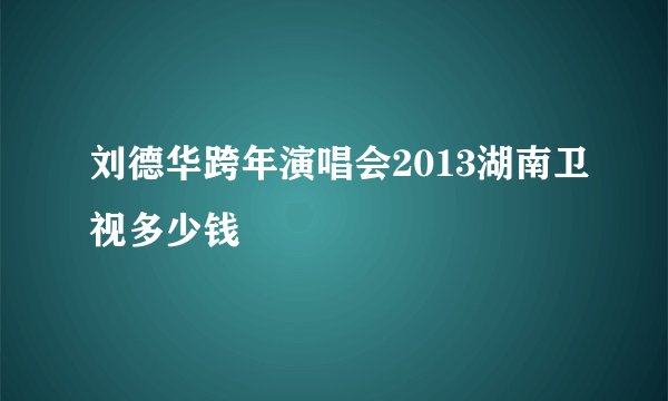 刘德华跨年演唱会2013湖南卫视多少钱