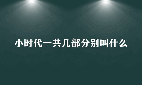 小时代一共几部分别叫什么
