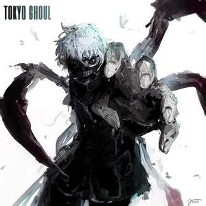 金木研白发不带面罩图周围有很多黑藤蔓