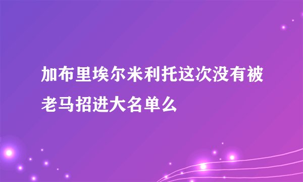 加布里埃尔米利托这次没有被老马招进大名单么