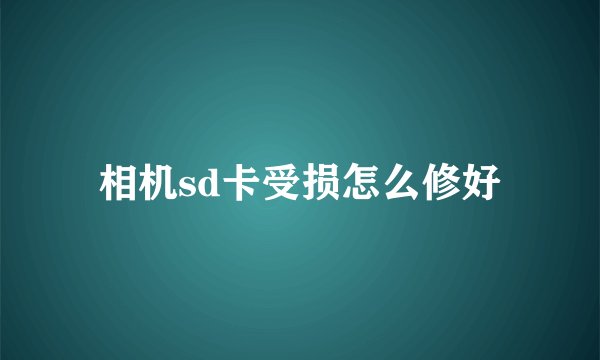 相机sd卡受损怎么修好