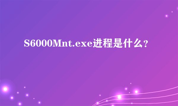 S6000Mnt.exe进程是什么？