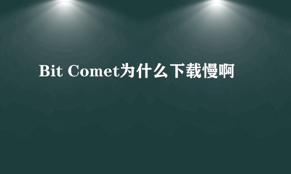 Bit Comet为什么下载慢啊