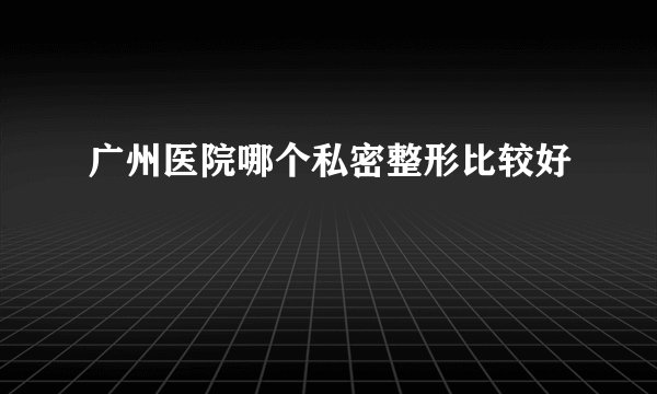 广州医院哪个私密整形比较好
