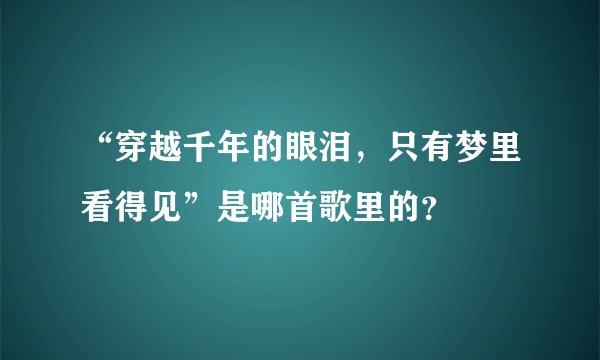 “穿越千年的眼泪，只有梦里看得见”是哪首歌里的？