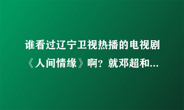 谁看过辽宁卫视热播的电视剧《人间情缘》啊？就邓超和范冰冰演的那个，能否介绍下剧情啊，谢谢