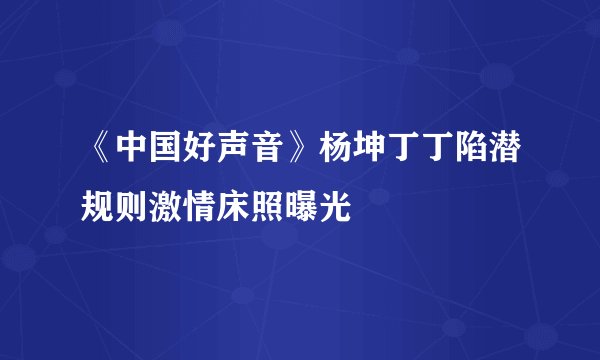 《中国好声音》杨坤丁丁陷潜规则激情床照曝光