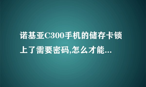 诺基亚C300手机的储存卡锁上了需要密码,怎么才能解锁呢?