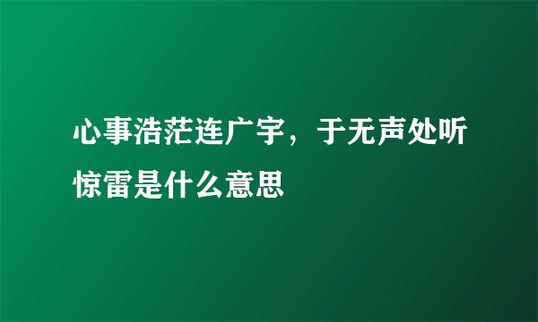 心事浩茫连广宇，于无声处听惊雷是什么意思