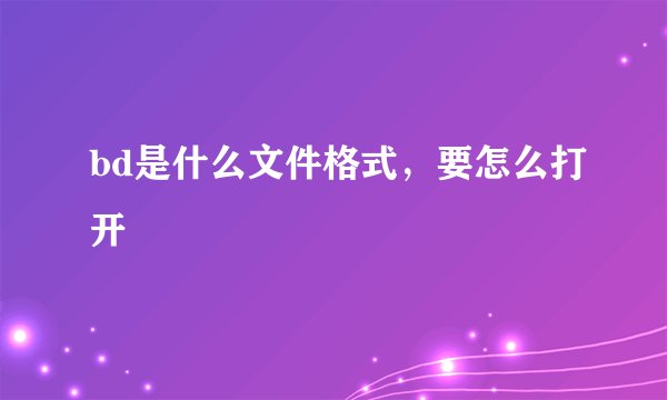 bd是什么文件格式，要怎么打开