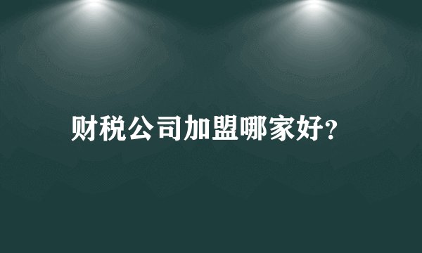 财税公司加盟哪家好？