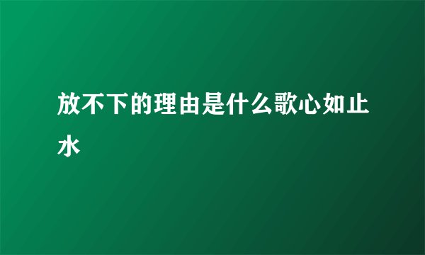 放不下的理由是什么歌心如止水