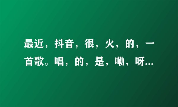 最近，抖音，很，火，的，一首歌。唱，的，是，嘞，呀，路亚，累，呀，什么，的。这歌，叫啥？