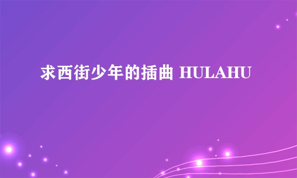 求西街少年的插曲 HULAHU