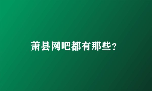 萧县网吧都有那些？