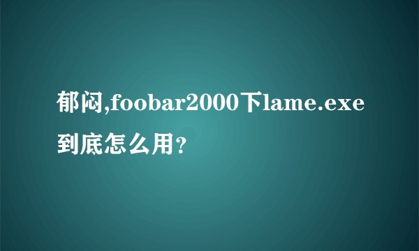 郁闷,foobar2000下lame.exe到底怎么用？
