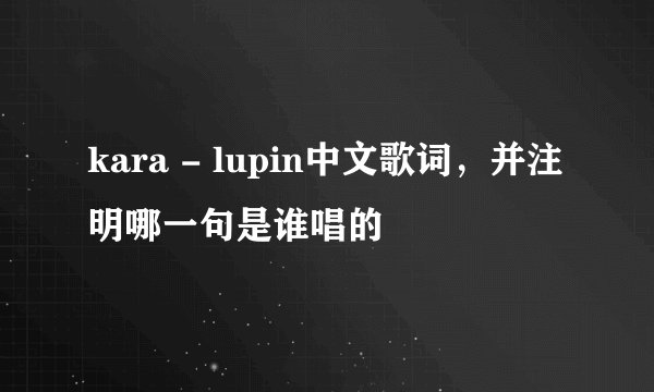 kara - lupin中文歌词，并注明哪一句是谁唱的