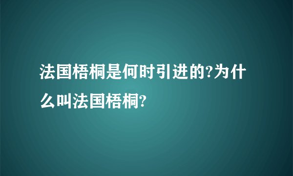 法国梧桐是何时引进的?为什么叫法国梧桐?