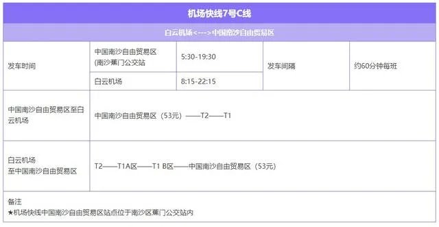 广州白云机场大巴线路时刻表？