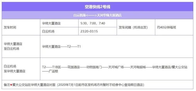 广州白云机场大巴线路时刻表？