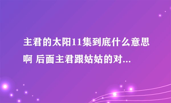 主君的太阳11集到底什么意思啊 后面主君跟姑姑的对话什么意思 为什么太阳那么伤心？？